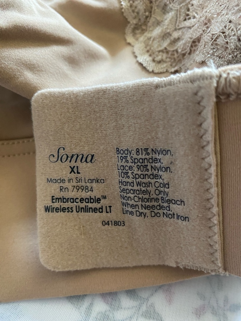 Soma Lace-Trim Wireless Bralette in Tan - Picture 12 of 12